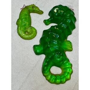 2 Vintage Resin Sea Horses Bathroom Decor Retro Style